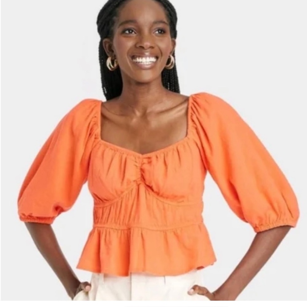 A New Day Linen Puff Sleeve Shirt